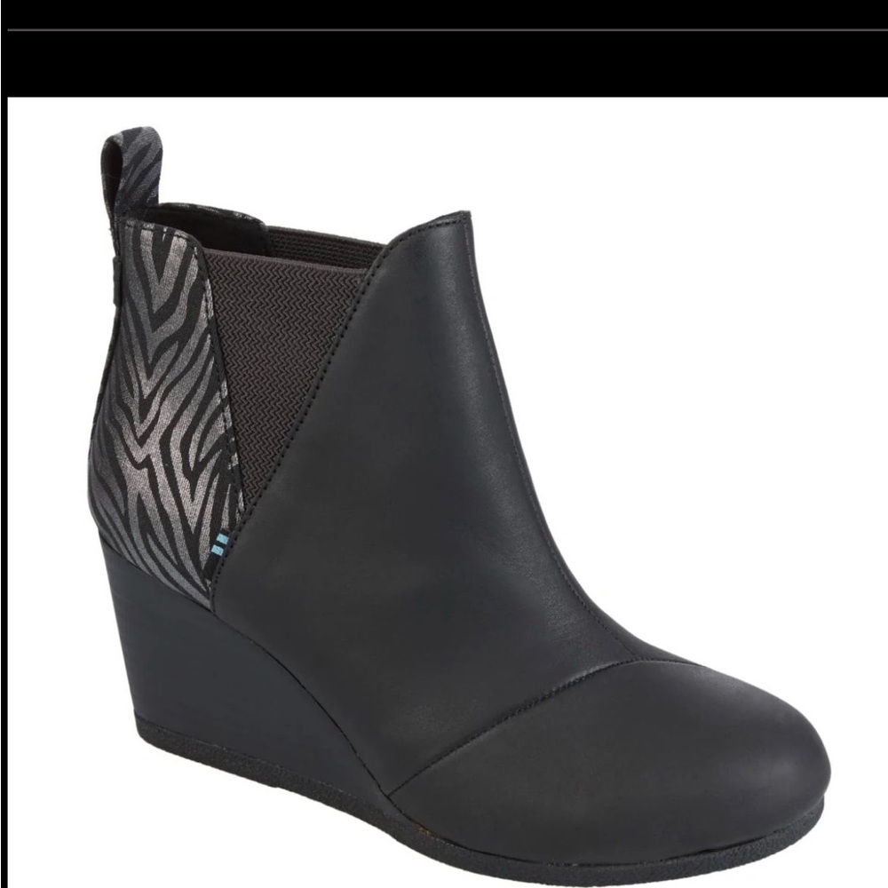 Toms Black and Gray Kelsie Wedge Booties